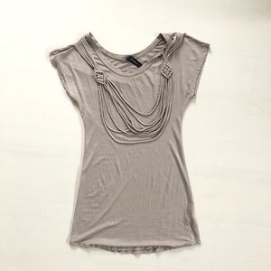 Beige/Grey Tunic Top with Reversible Rope Detail